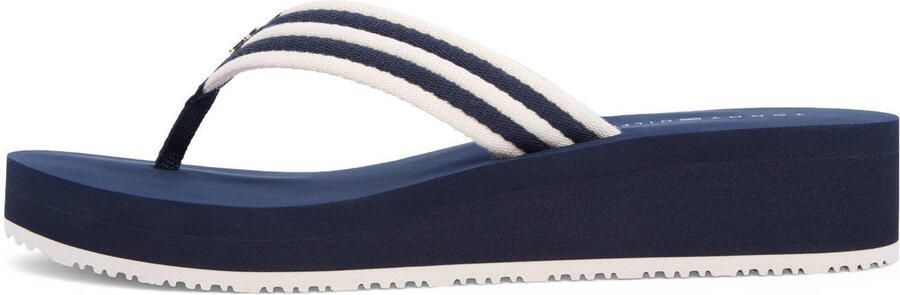 Tommy Hilfiger gestreepte teenslippers donkerblauw - Foto 3