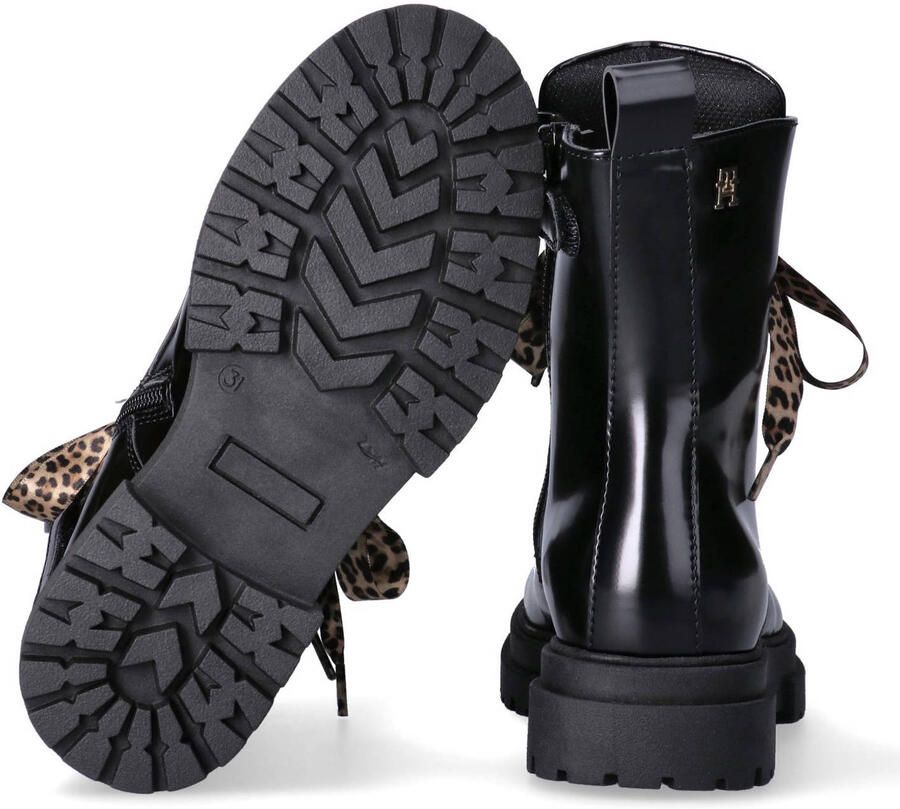 Tommy Hilfiger imitatieleren enkelboots met profielzool zwart - Foto 8