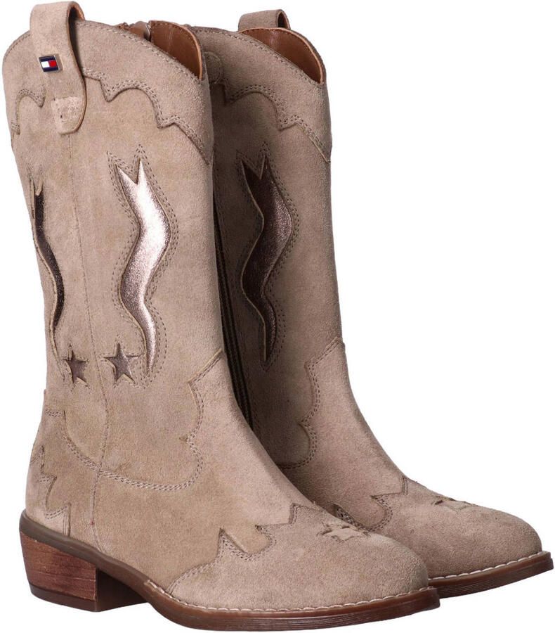 Tommy Hilfiger leren laarzen met blokhak taupe - Foto 2
