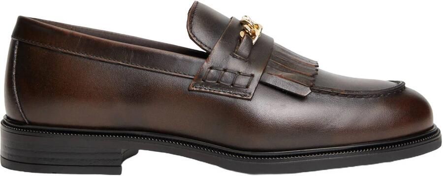 Tommy Hilfiger leren loafers met franjes bruin