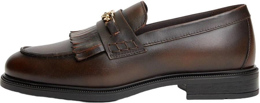 Tommy Hilfiger leren loafers met franjes bruin - Foto 3