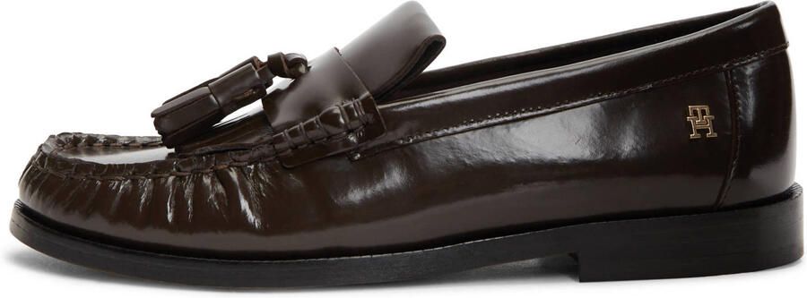 Tommy Hilfiger leren loafers met franjes donkerbruin - Foto 3
