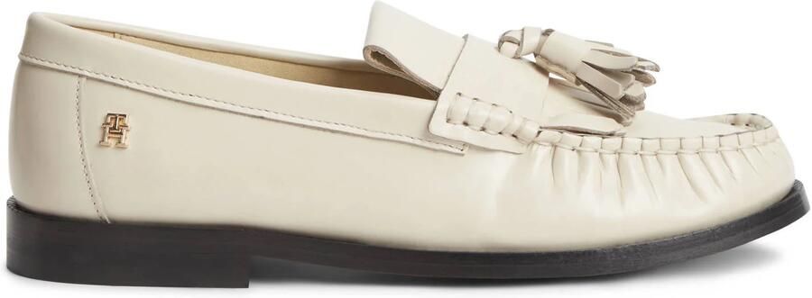 Tommy Hilfiger leren loafers met franjes ecru
