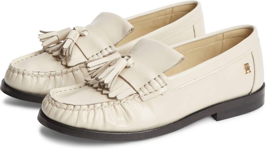 Tommy Hilfiger leren loafers met franjes ecru - Foto 2