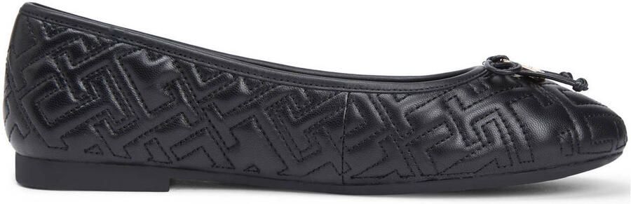 Tommy Hilfiger leren quilted ballerina's zwart