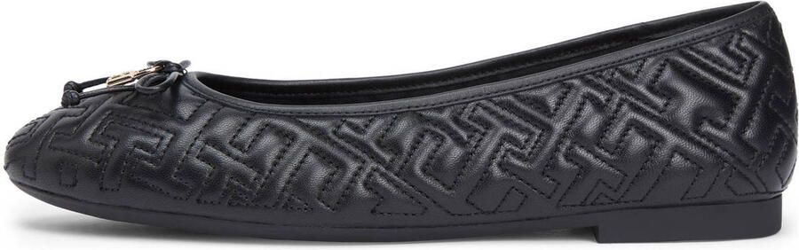 Tommy Hilfiger leren quilted ballerina's zwart - Foto 3