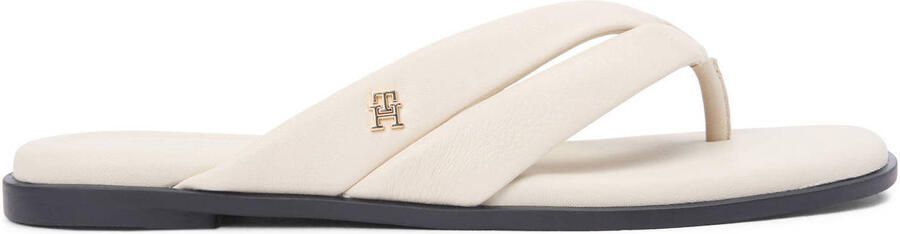 Tommy Hilfiger Teenslippers met logo-applicatie van echt leer