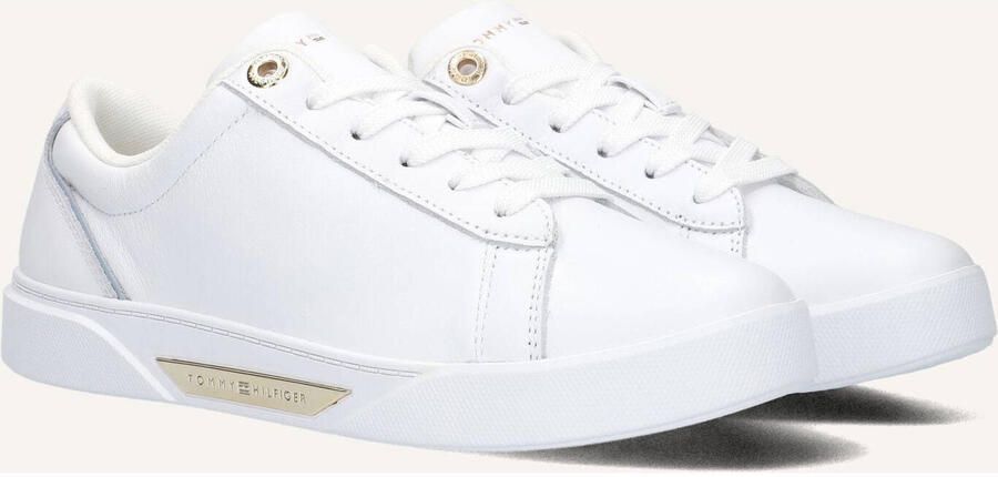 Tommy Hilfiger Plateausneakers CHIC COURT SNEAKER vrijetijdsschoen lage schoen veterschoen goudkleurige sieraandeel - Foto 2