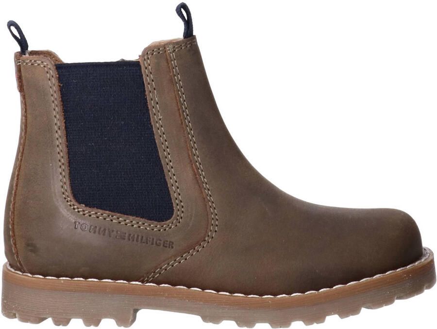 Tommy Hilfiger suède enkelboots met profielzool kaki