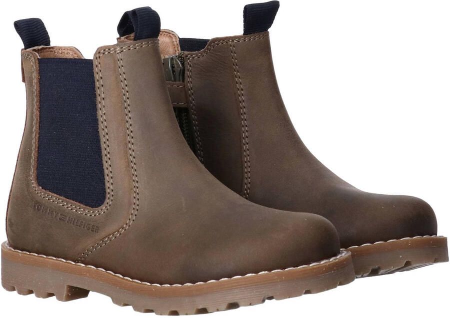 Tommy Hilfiger suède enkelboots met profielzool kaki - Foto 3