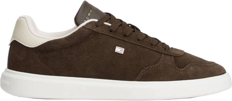 Tommy Hilfiger suède sneakers met logo bruin