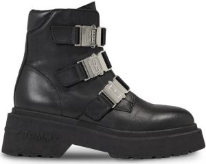 Tommy Jeans leren bikerboots zwart