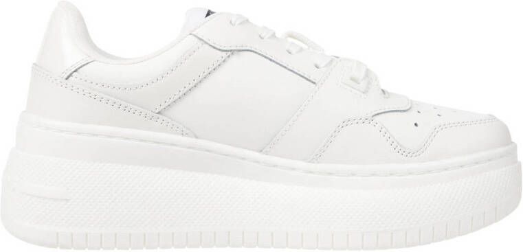 Tommy Jeans Witte Leren Platform Sneakers met Veters White Dames