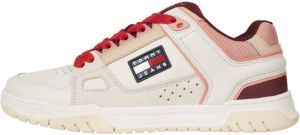 Tommy Jeans leren sneakers beige rood