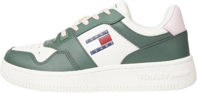 Tommy Jeans leren sneakers groen wit