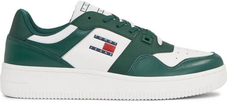 Tommy Jeans leren sneakers groen wit