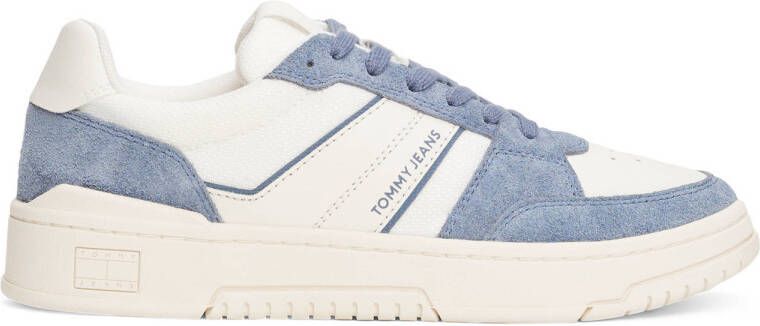 Tommy Jeans leren sneakers wit blauw