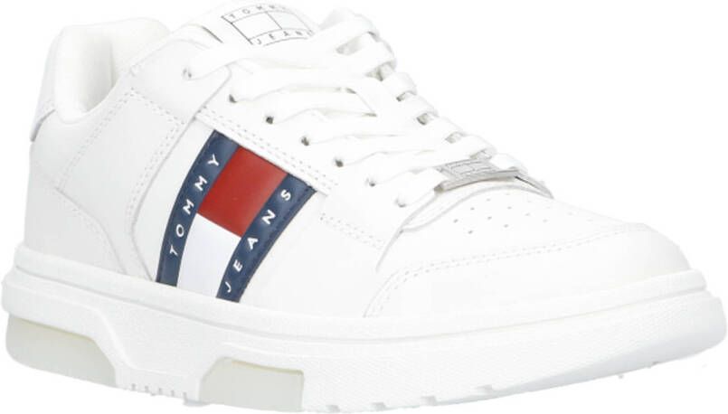 Tommy Hilfiger Witte Leren Dames Sneaker Voor Stijlvolle Elegantie
