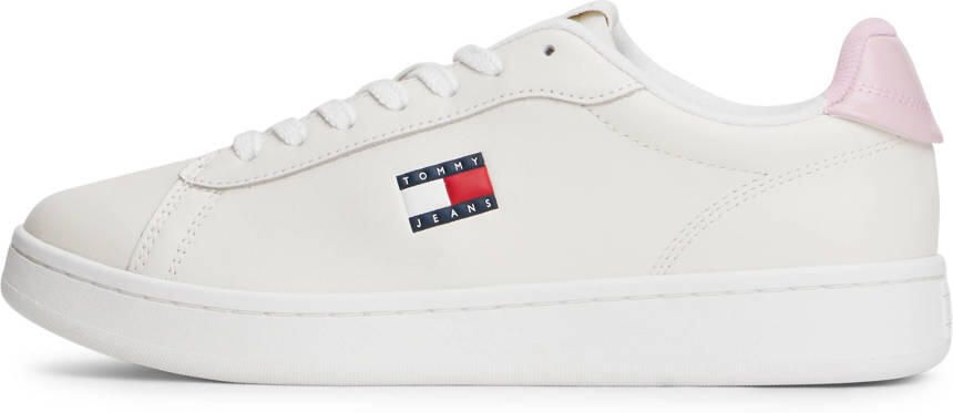 Tommy Jeans leren sneakers ecru lichtroze - Foto 3