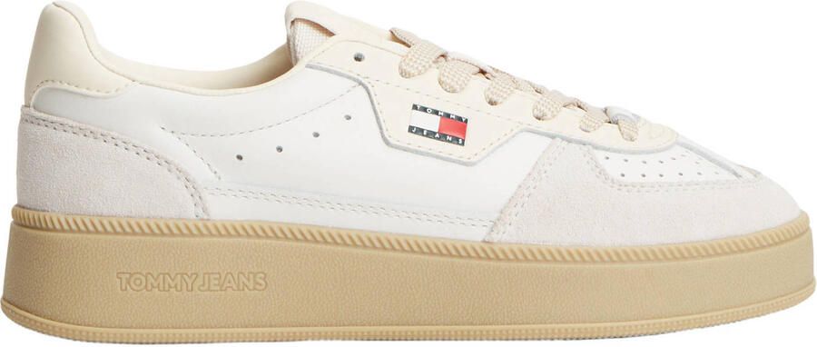 Tommy Jeans leren sneakers met plateauzool ecru
