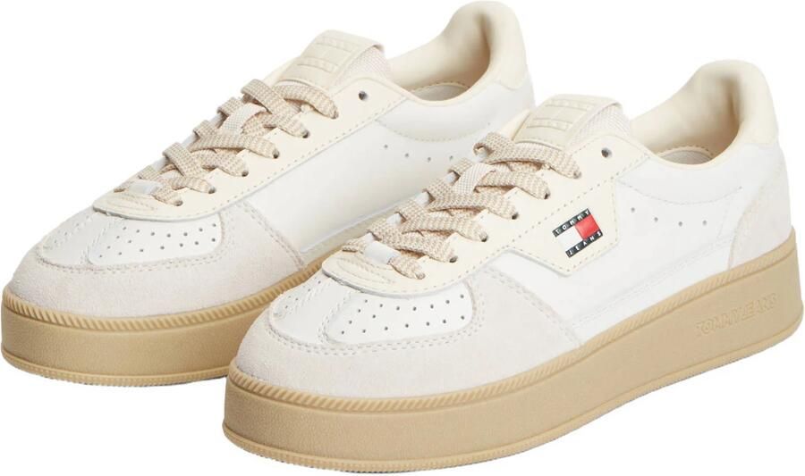 Tommy Jeans leren sneakers met plateauzool ecru - Foto 2