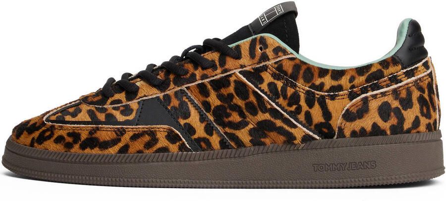 Tommy Jeans The Greenwich leren sneakers met panterprint cognac - Foto 2