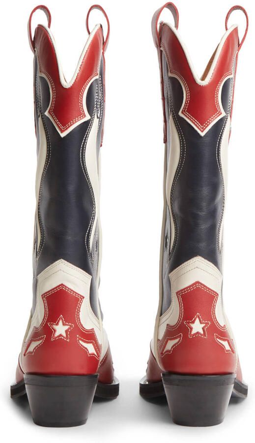 Tommy Jeans western leren cowboy boots zwart rood wit - Foto 3
