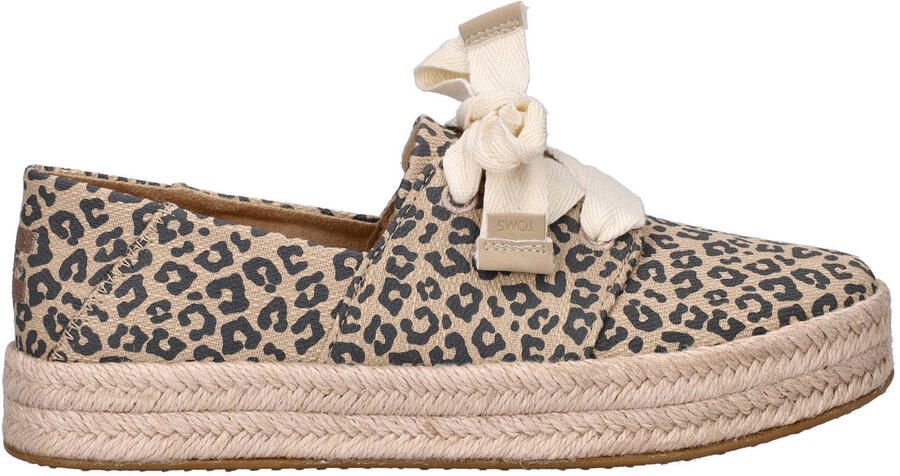 Toms Carolina Lace up katoenen espadrilles met plateauzool beige zwart