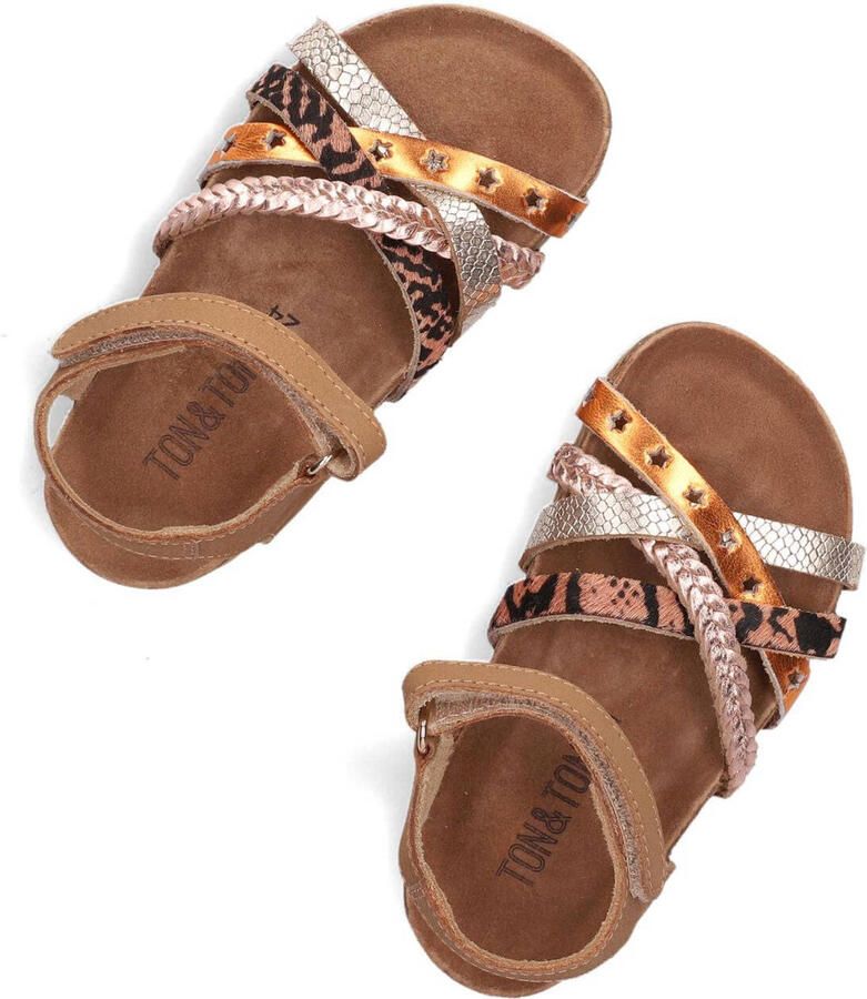 Ton & Ton Meisjes Platte sandalen Pl_omo08 Cognac Leer - Foto 2