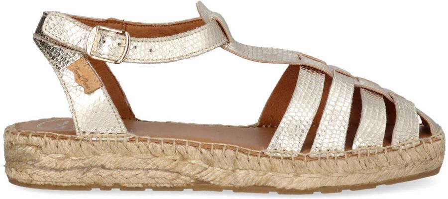 Toni Pons Evian leren espadrilles met dierenprint goud