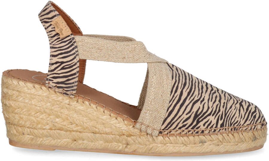 Toni Pons Terra leren espadrilles met zebraprint beige zwart
