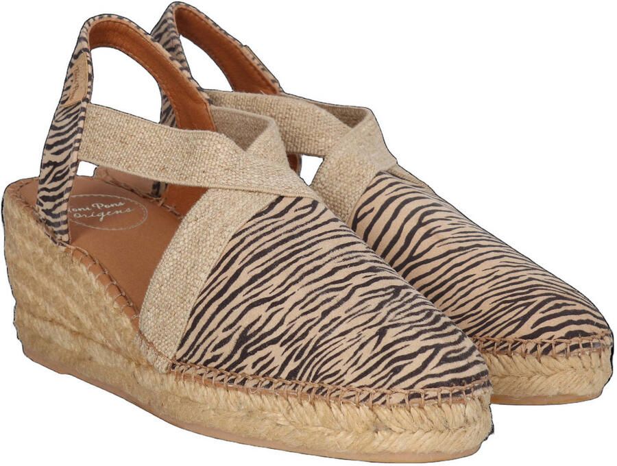 Toni Pons Terra leren espadrilles met zebraprint beige zwart - Foto 3
