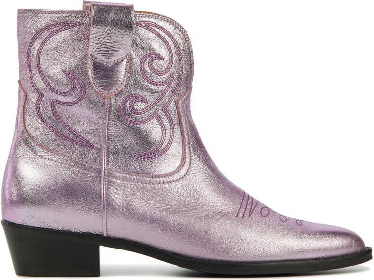 Toral leren cowboylaarzen lila metallic