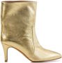 Toral Enkellaarsjes Dames Laarzen Damesschoenen Leer Aran met Goud - Thumbnail 1