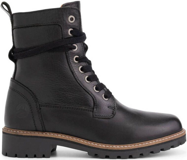 Travelin ' Kvinlog Dames Leren Veterschoenen Wol gevoerde boots Zwart leer