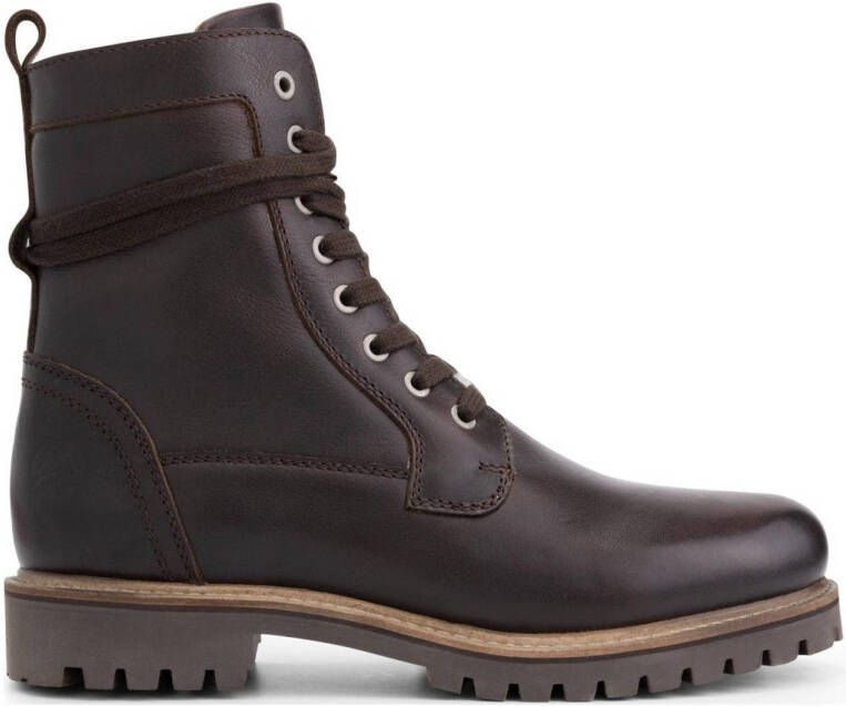 Travelin ' Kvinlog Heren Leren Veterschoenen Wol gevoerde boots Donkerbruin leer