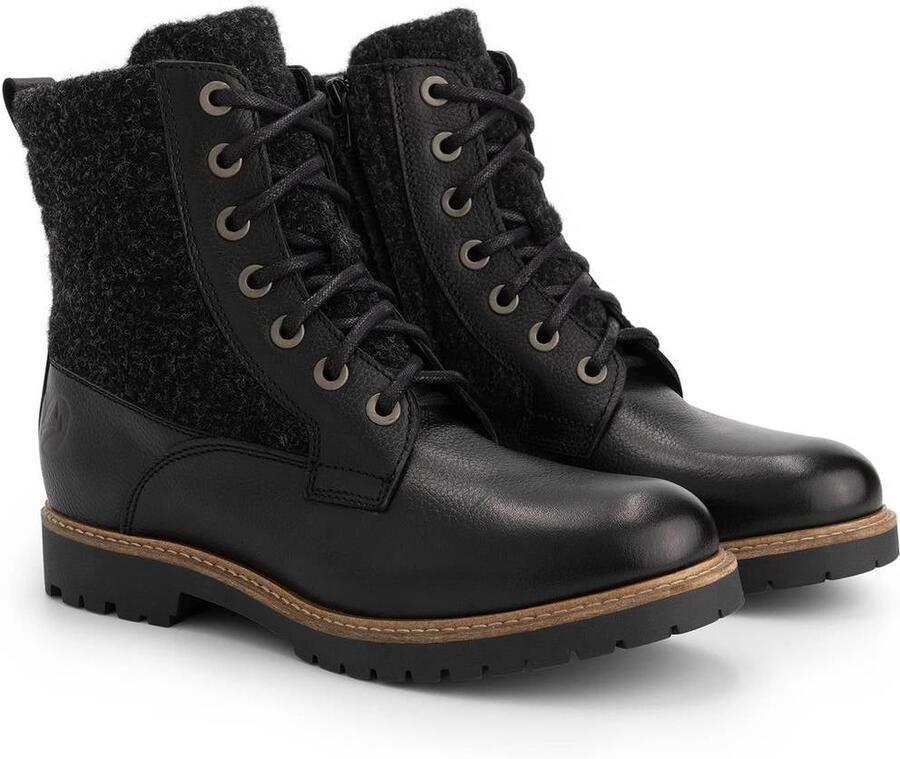 Travelin ' Folge Dames Veterboots Wol Vilt Zwart