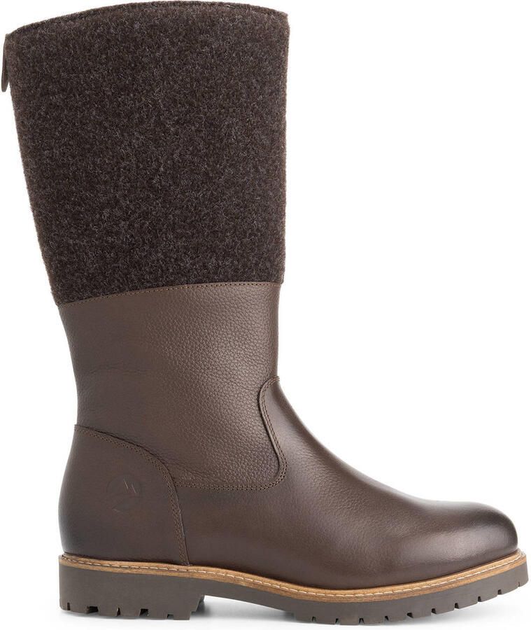 Travelin ' Skive Dames Hoge laarzen Wol Vilt Donkerbruin