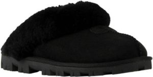 UGG Pantoffels Dames Sloffen Instappers Suède Harde zool Dichte hiel Coquette Zwart