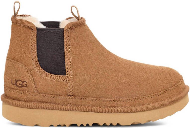 Ugg K Neumel Chelsea Schoolkind tiener gevoerde suède enkelboots camel Bruin Jongens Suede 32.5