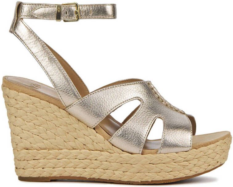 UGG Sandalen Dames Damesschoenen Leer Sleehak hoogte 1125029 Goud