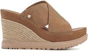 UGG Muiltjes Dames Sandalen Instappers Damesschoenen Leer Plateau 1139291 Cognac