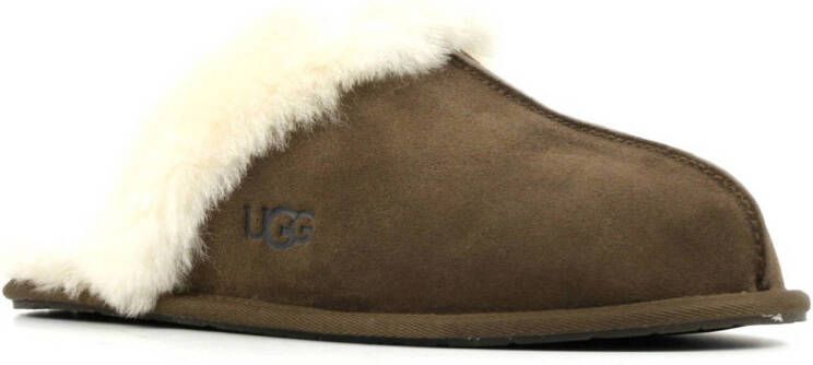 UGG Pantoffels Dames Sloffen Instappers Suède Harde zool Dichte hiel scufette II Bruin