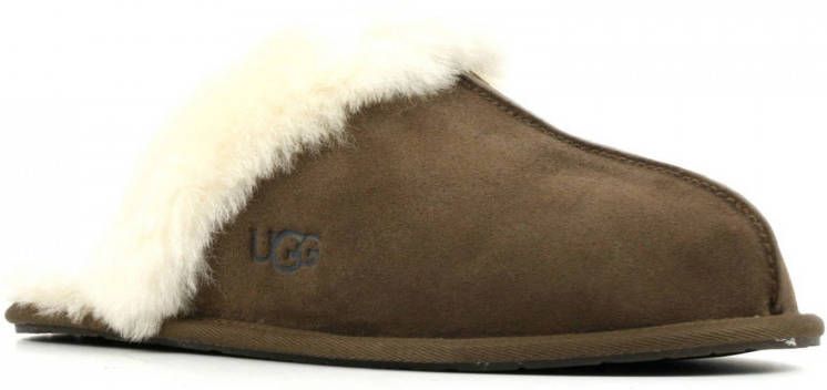 UGG Pantoffels Dames Sloffen Instappers Suède Harde zool Dichte hiel scufette II Bruin