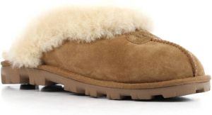 UGG Pantoffels Dames Sloffen Instappers Suède Harde zool Dichte hiel Coquette Cognac
