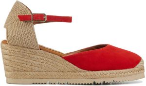 Unisa Espadrilles Dames Damesschoenen Suède Sleehak Hoogte 5 cm Caceres Rood
