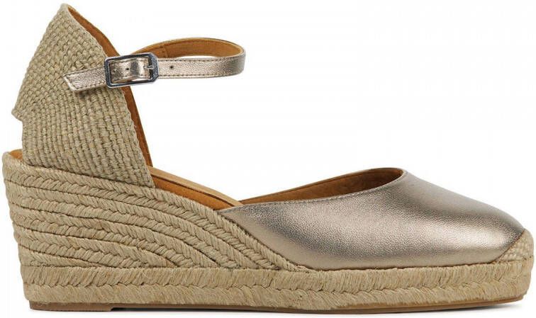 Unisa Espadrilles Female Instappers Damesschoenen Leer Caceres met Brons