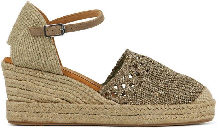 Unisa Espadrilles Dames Damesschoenen Leer Sleehak Hoogte 6 cm Cadal combi Brons