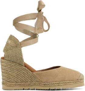 Unisa Espadrilles Dames Damesschoenen Suède Sleehak Hoogte 7 cm Carat Beige
