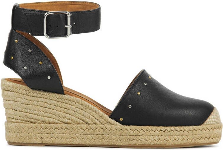 Unisa Espadrilles Dames Instappers Damesschoenen Leer Cursal Zwart -  Schoenen.nl